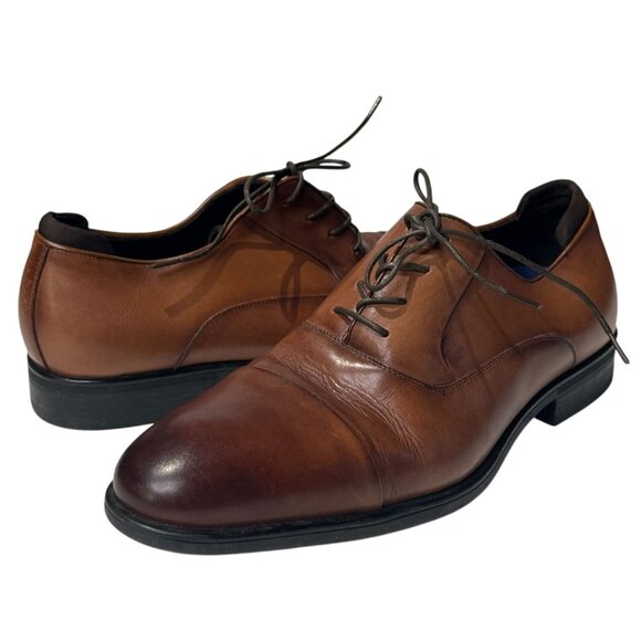 Kenneth Cole Reaction Edge Flex Oxford Shoes Men’s 9.5 Brown Leather - Picture 1 of 9